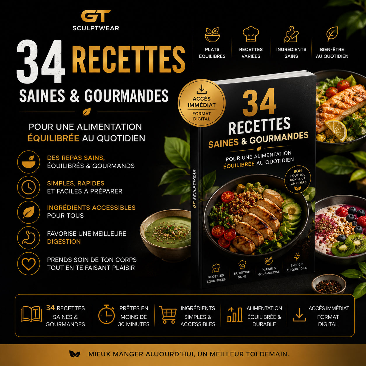 34 Recettes Saines & Gourmandes pour Retrouver une Alimentation Équilibrée